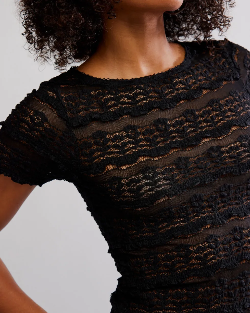 Angelina Lace Tee - Black