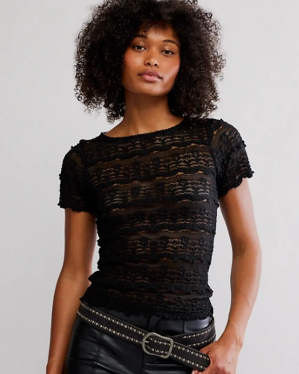 Angelina Lace Tee - Black