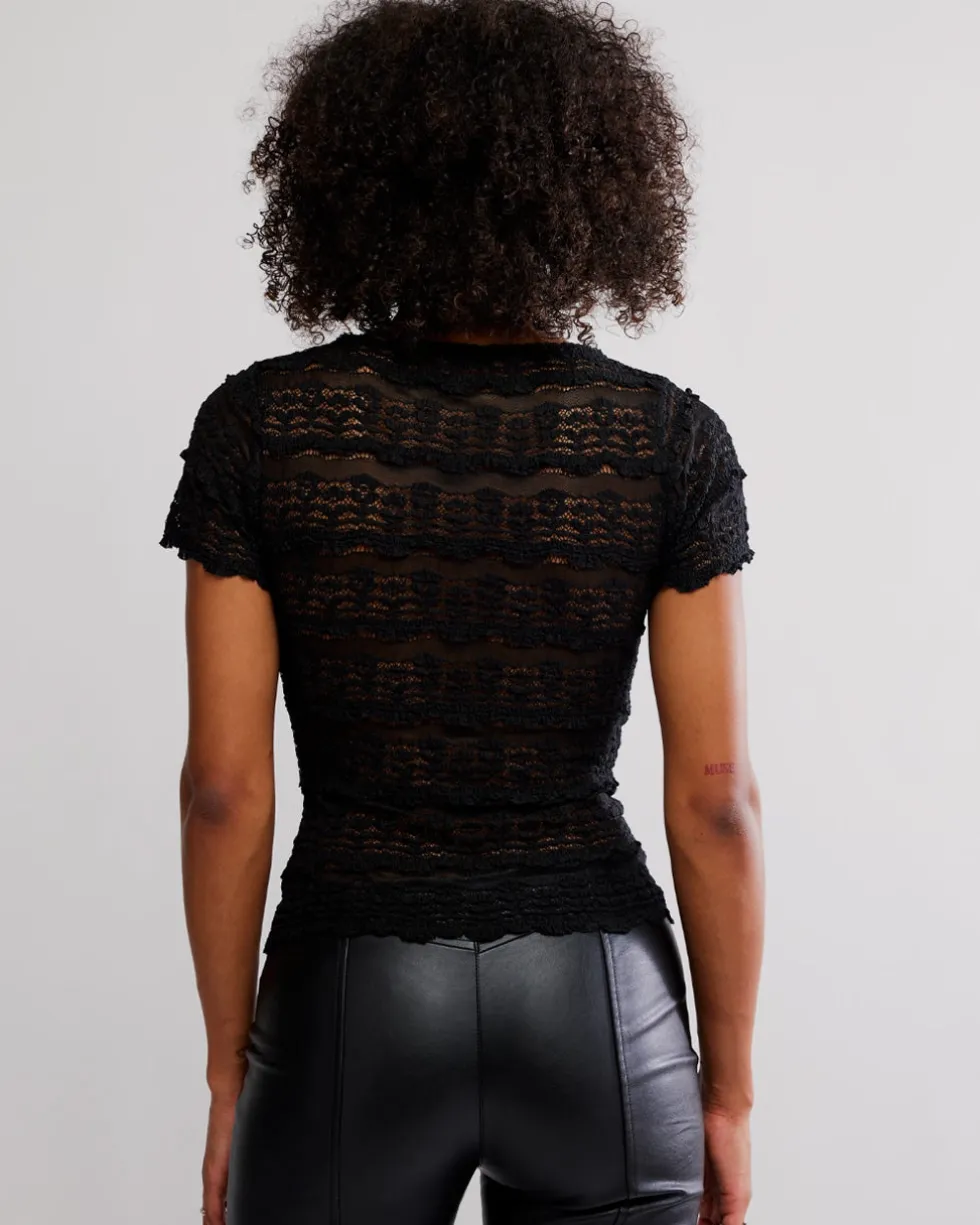 Angelina Lace Tee - Black