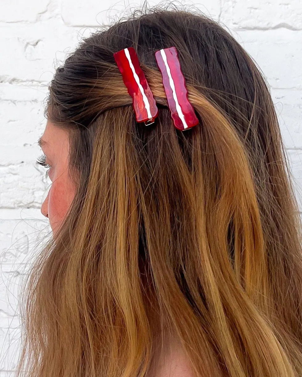 Bacon Alligator Hair Clip Set