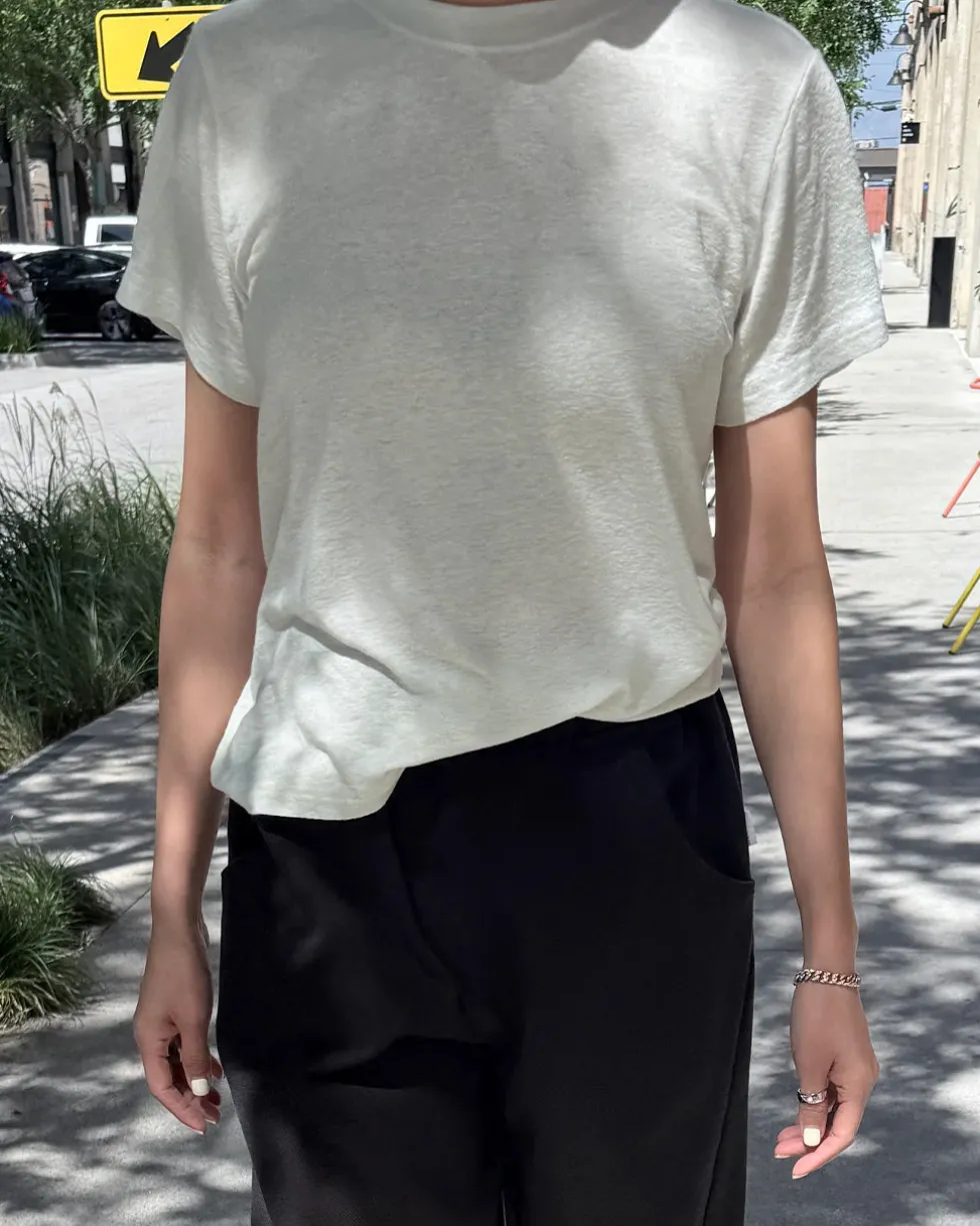 Bo Linen Blend Tee - Salt