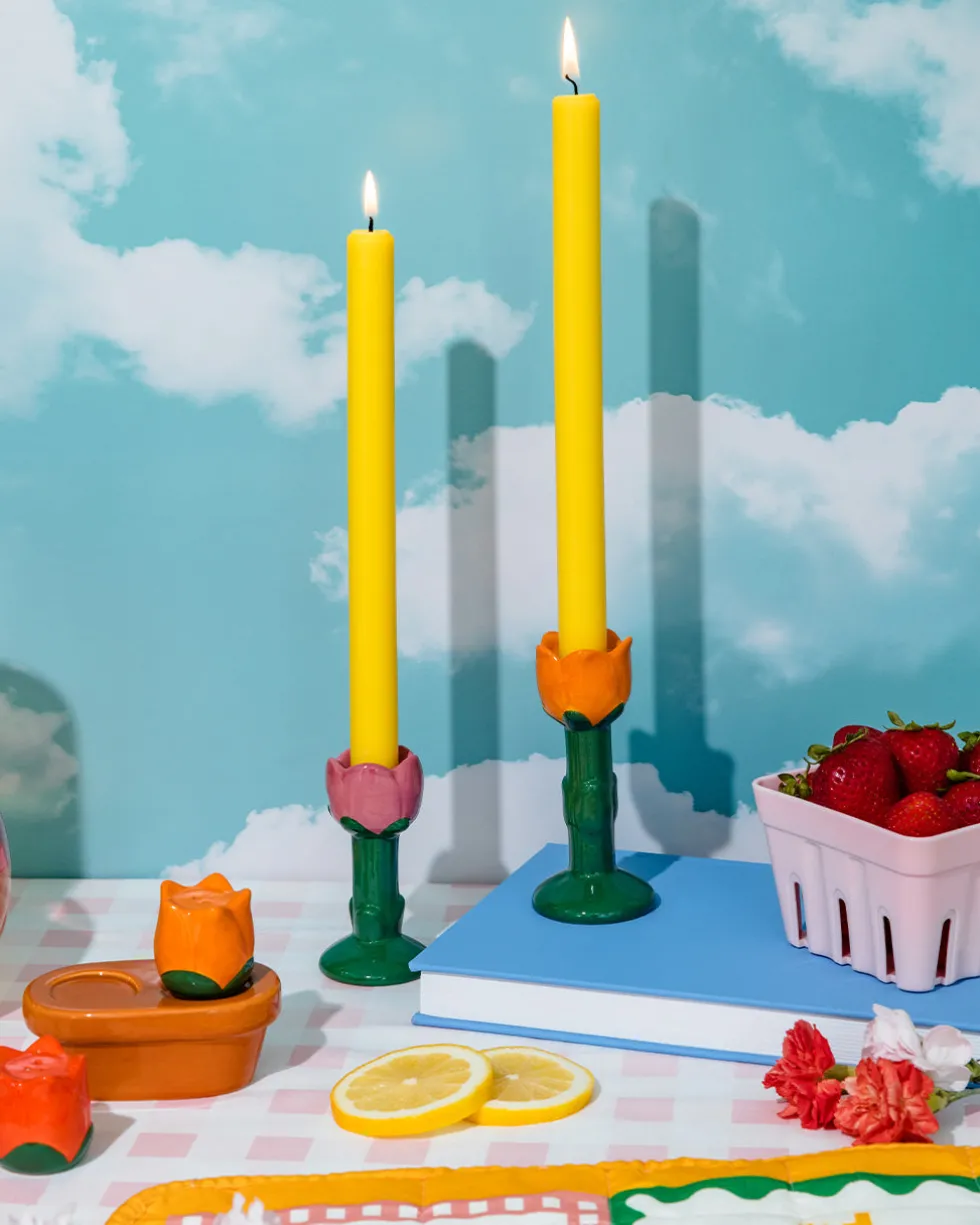 Candle Holder Set - Flowers