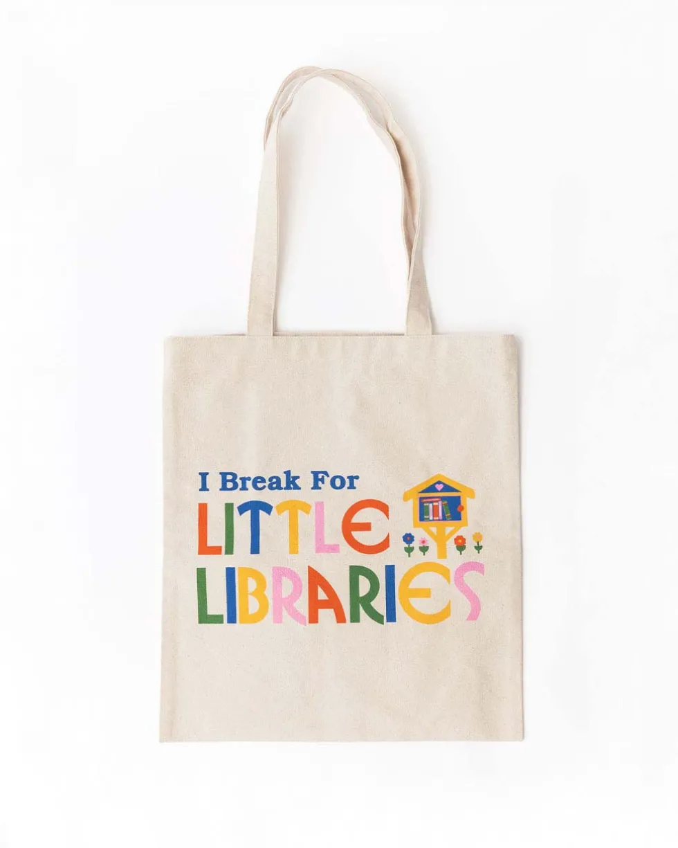 Canvas Tote Bag - I 'Break' For Little Libraries