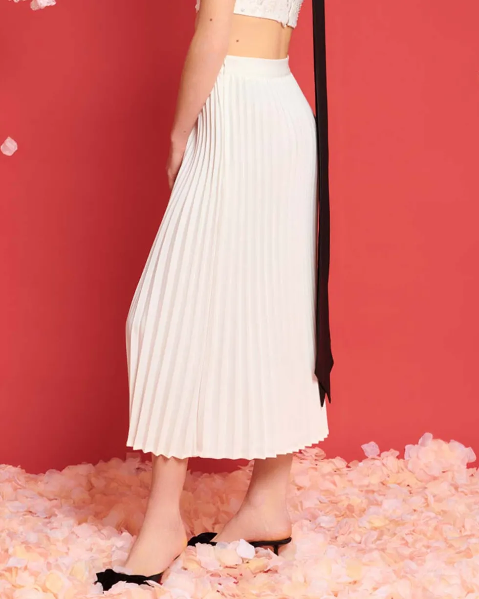 Carolina Pleated Midi Skirt - Pearled Ivory