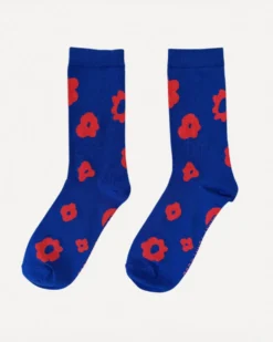 Celeste Crew Socks - Brick + Rave Blue