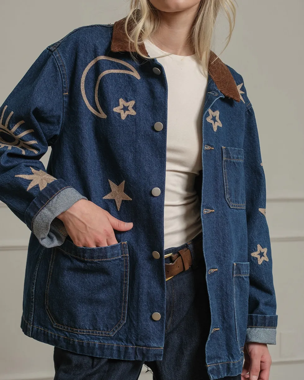 Celestial Embroidered Denim Jacket