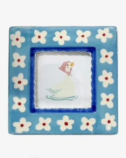 Ceramic Photo Frame - Blue Flowers