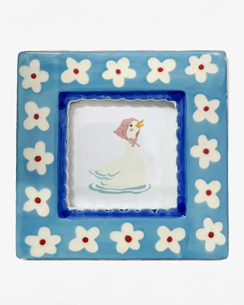 Ceramic Photo Frame - Blue Flowers