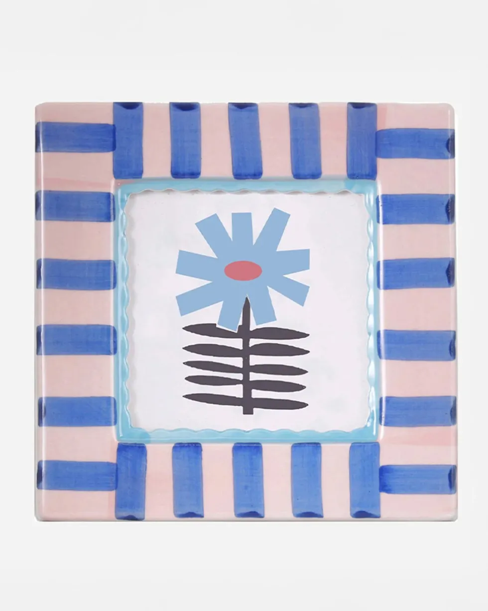 Ceramic Photo Frame - Blue Stripe