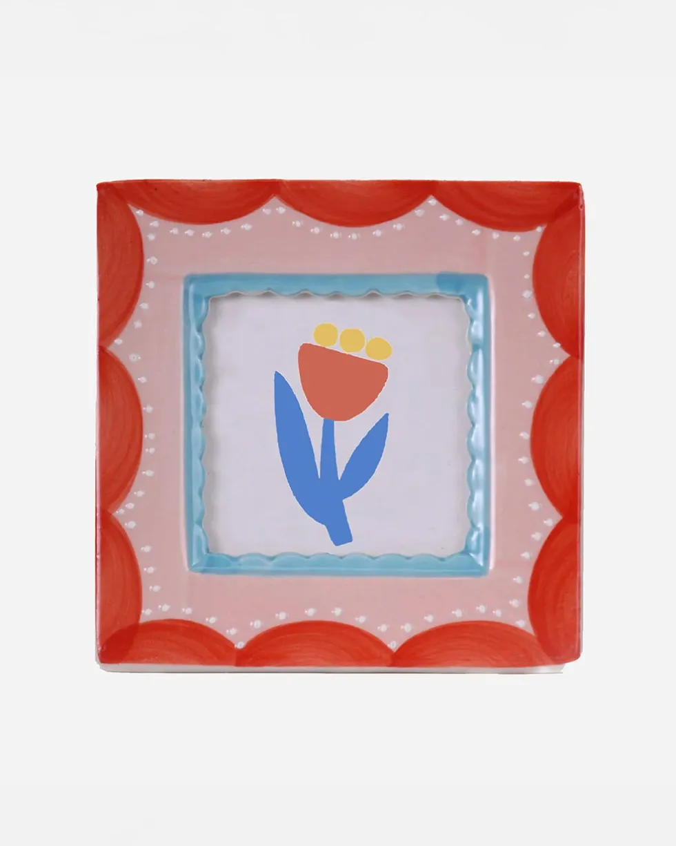 Ceramic Photo Frame - Red Scallop