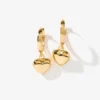Charm Heart Huggie Hoop Earrings - Yellow Gold