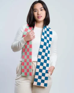 Checkerboard Mini Scarf - Melon Jade