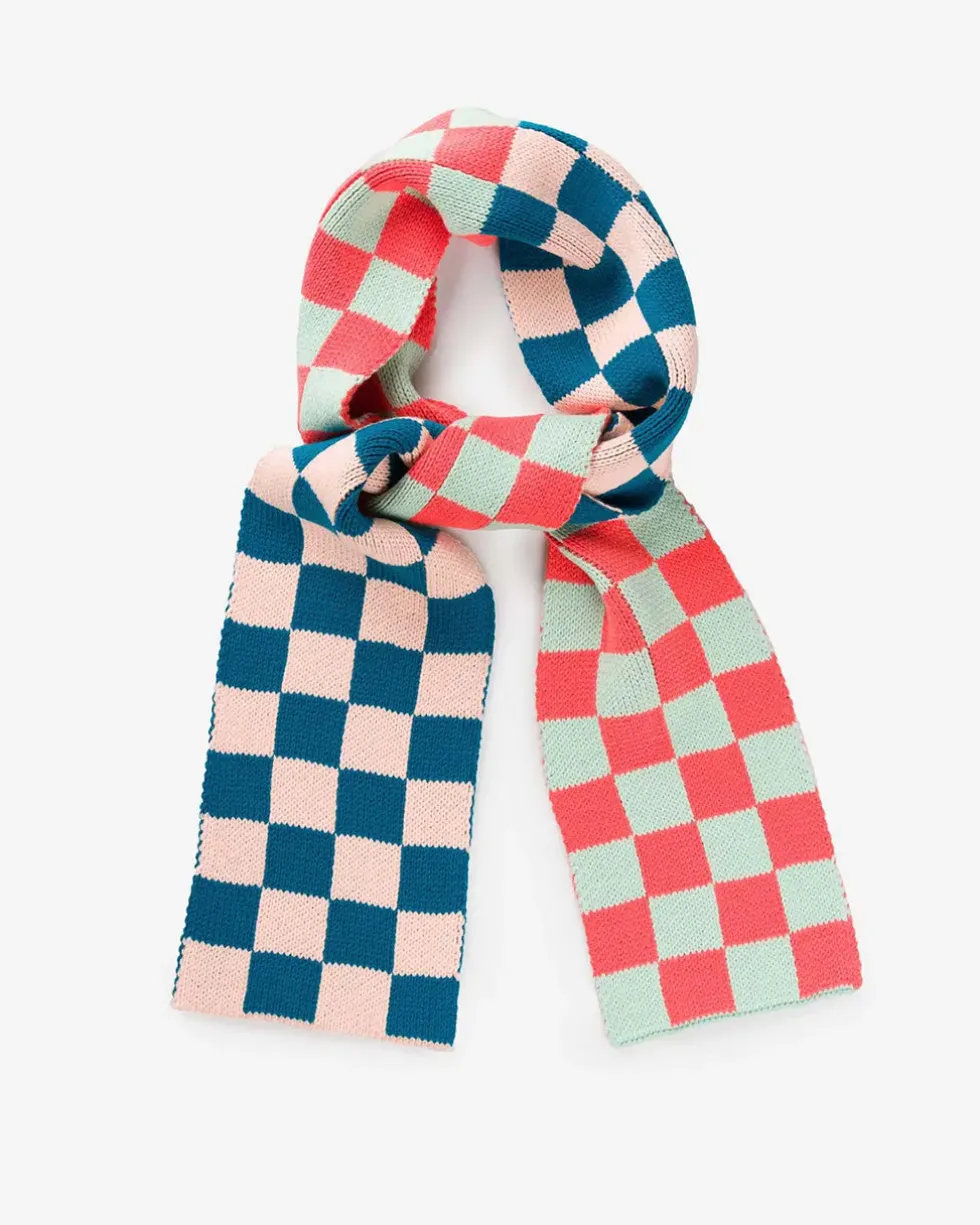 Checkerboard Mini Scarf - Melon Jade