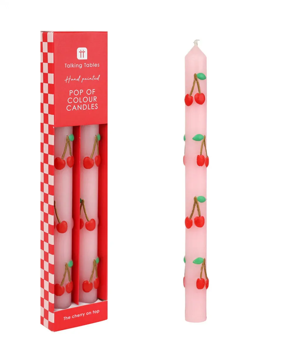 Cherry Dinner Candles - Set of 2