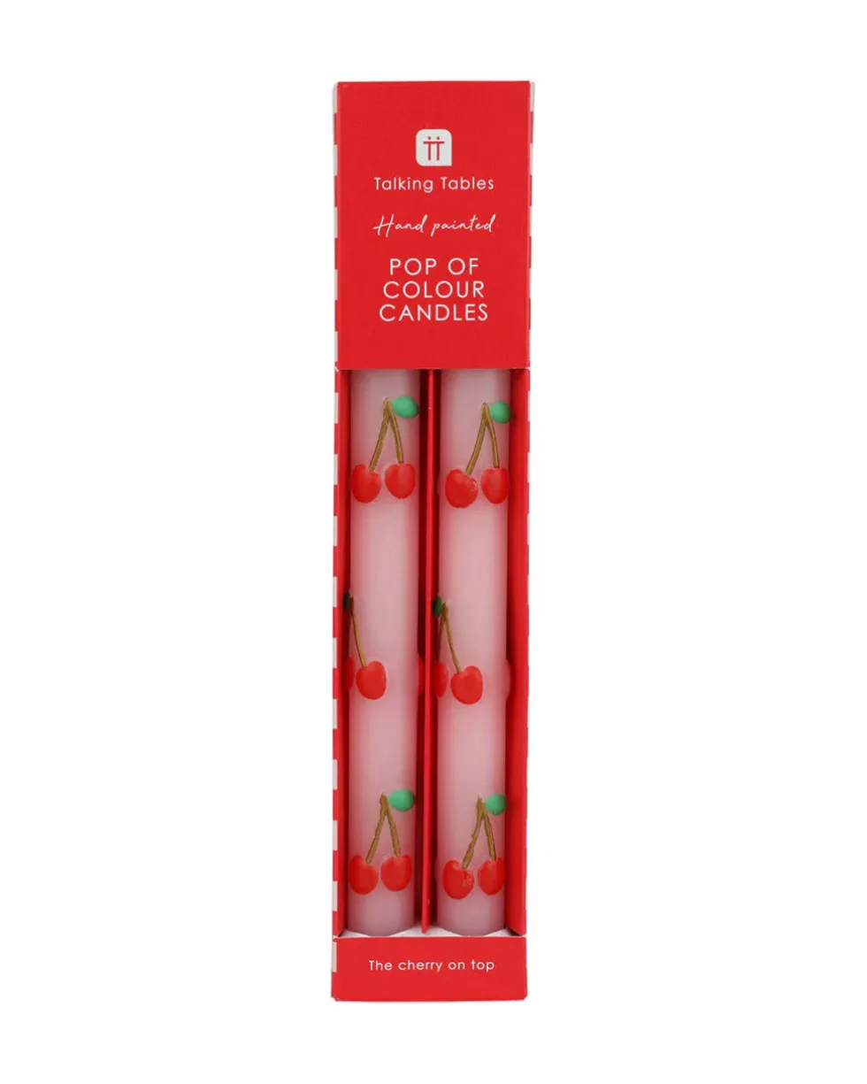 Cherry Dinner Candles - Set of 2