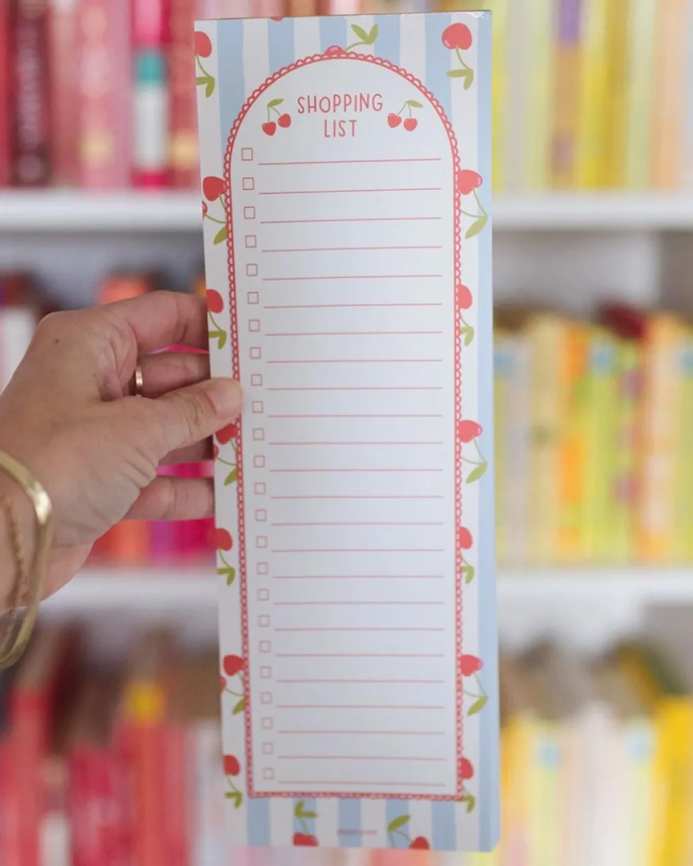 Cherry Stripe Shopping List Notepad
