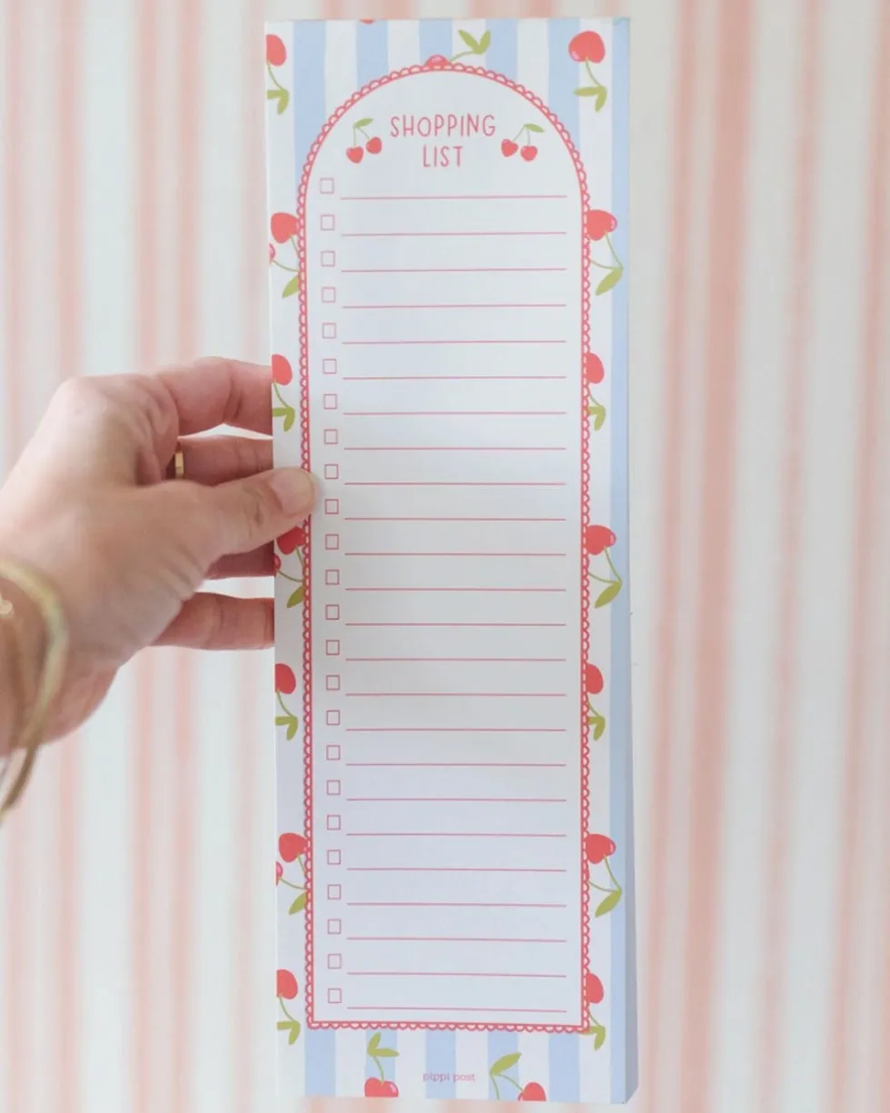 Cherry Stripe Shopping List Notepad