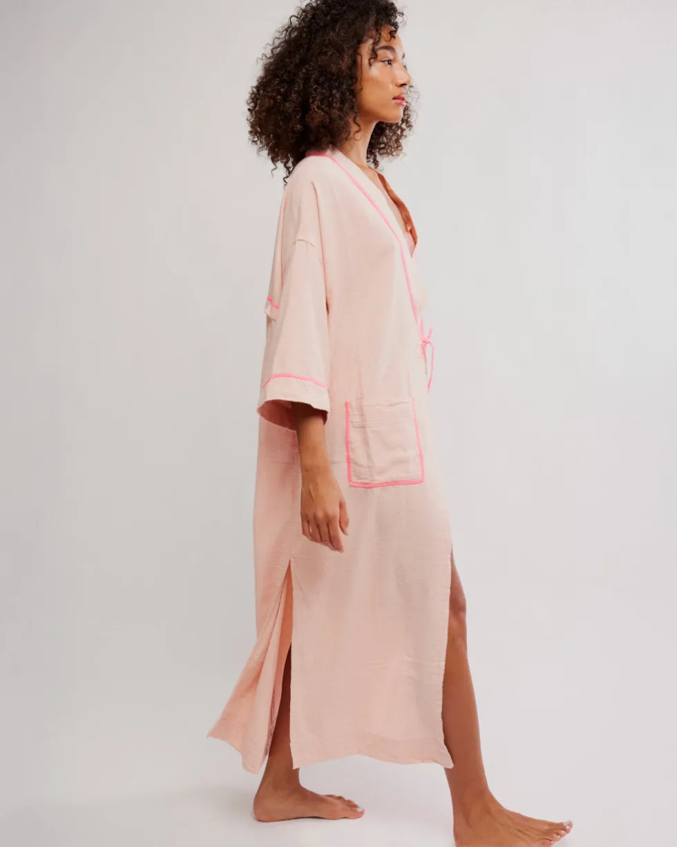 Close To Home Flannel Robe - Neon Peach