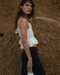 Florence White Gathered Top