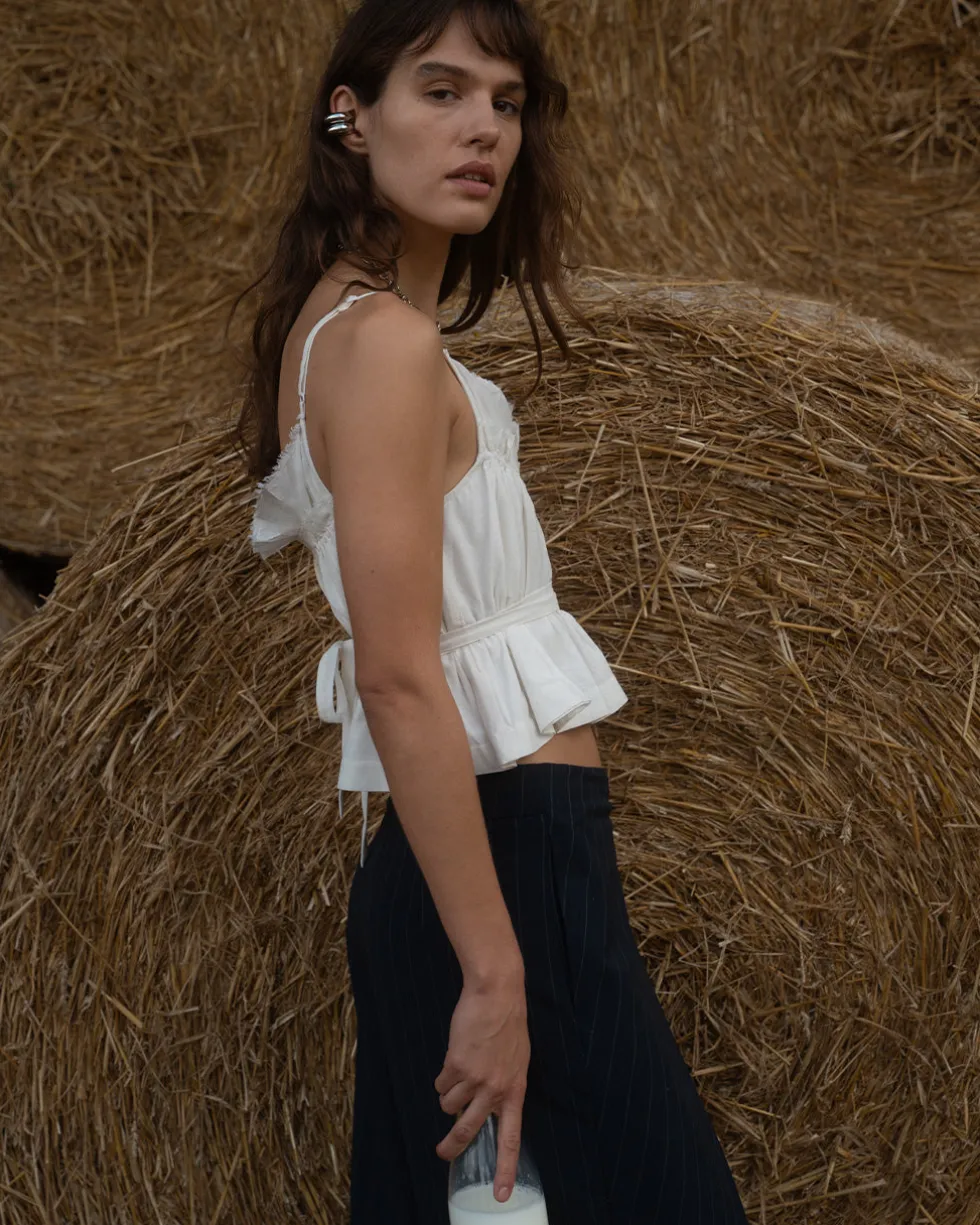 Florence White Gathered Top