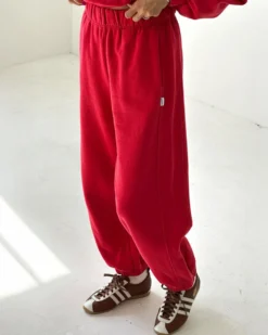 French Terry Balloon Pants - Red Tulip
