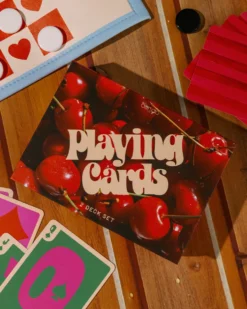 Game Night! Double Deck Playing Cards - Cherry Stripe