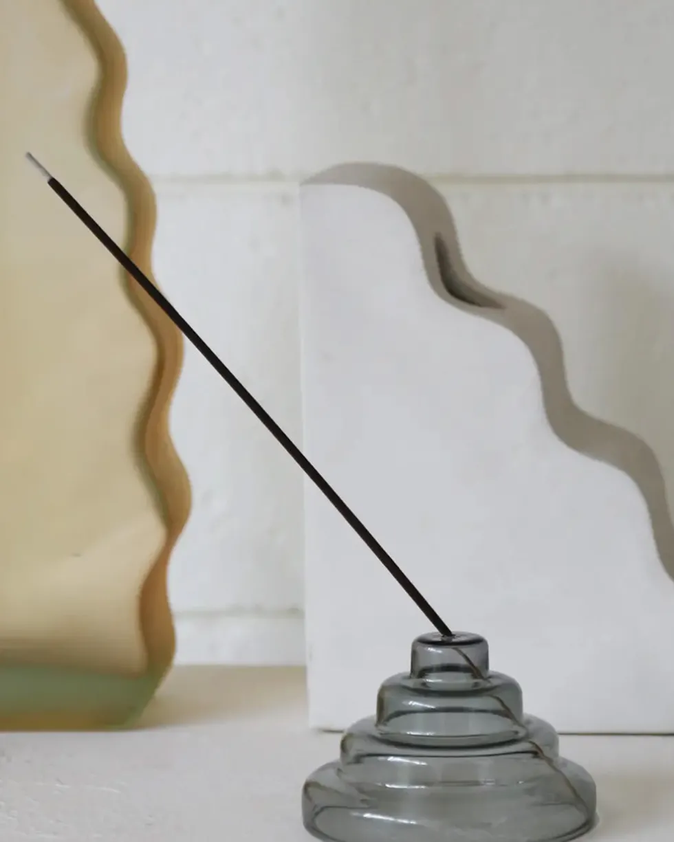 Glass Meso Incense Holder - Gray