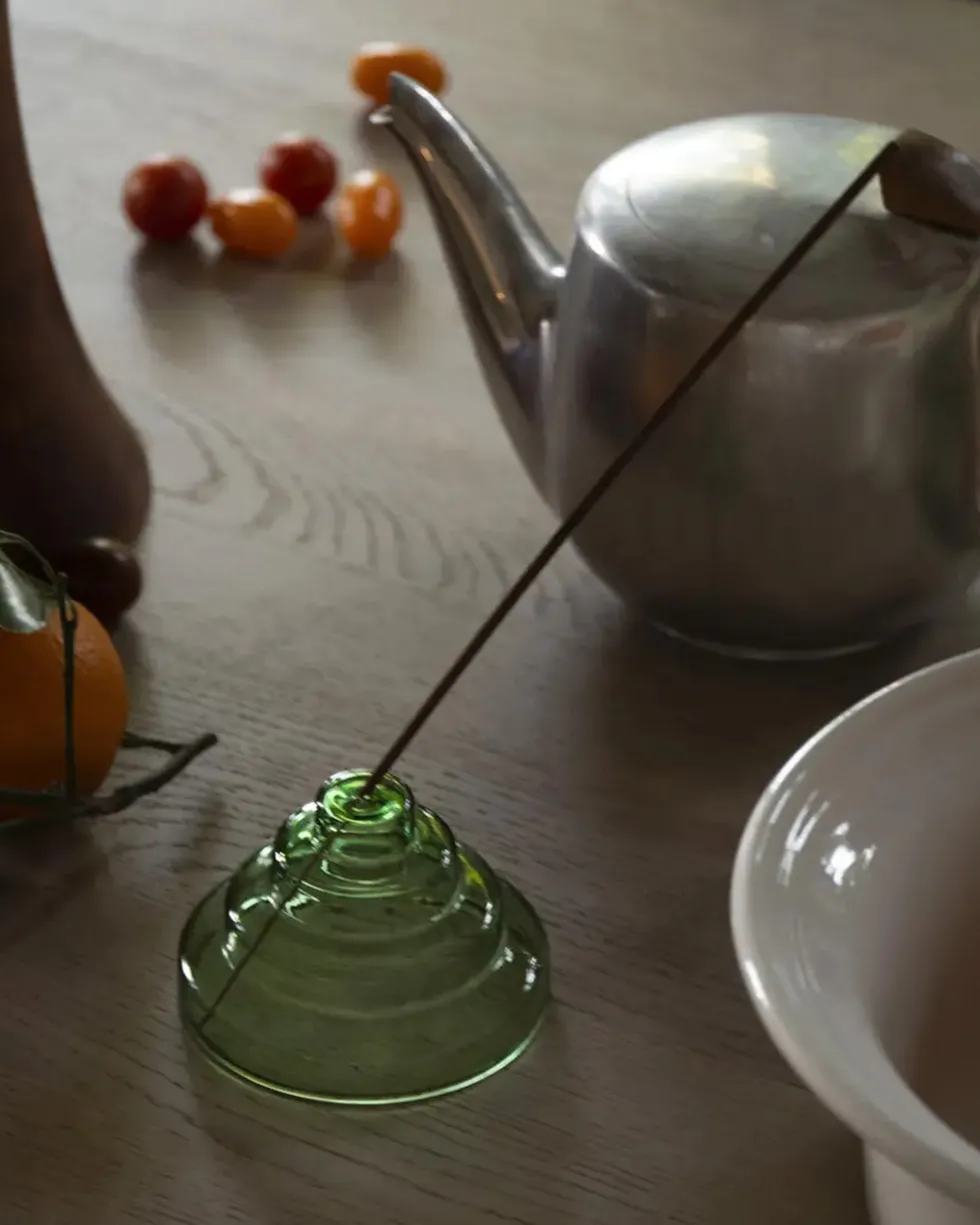 Glass Meso Incense Holder - Verde