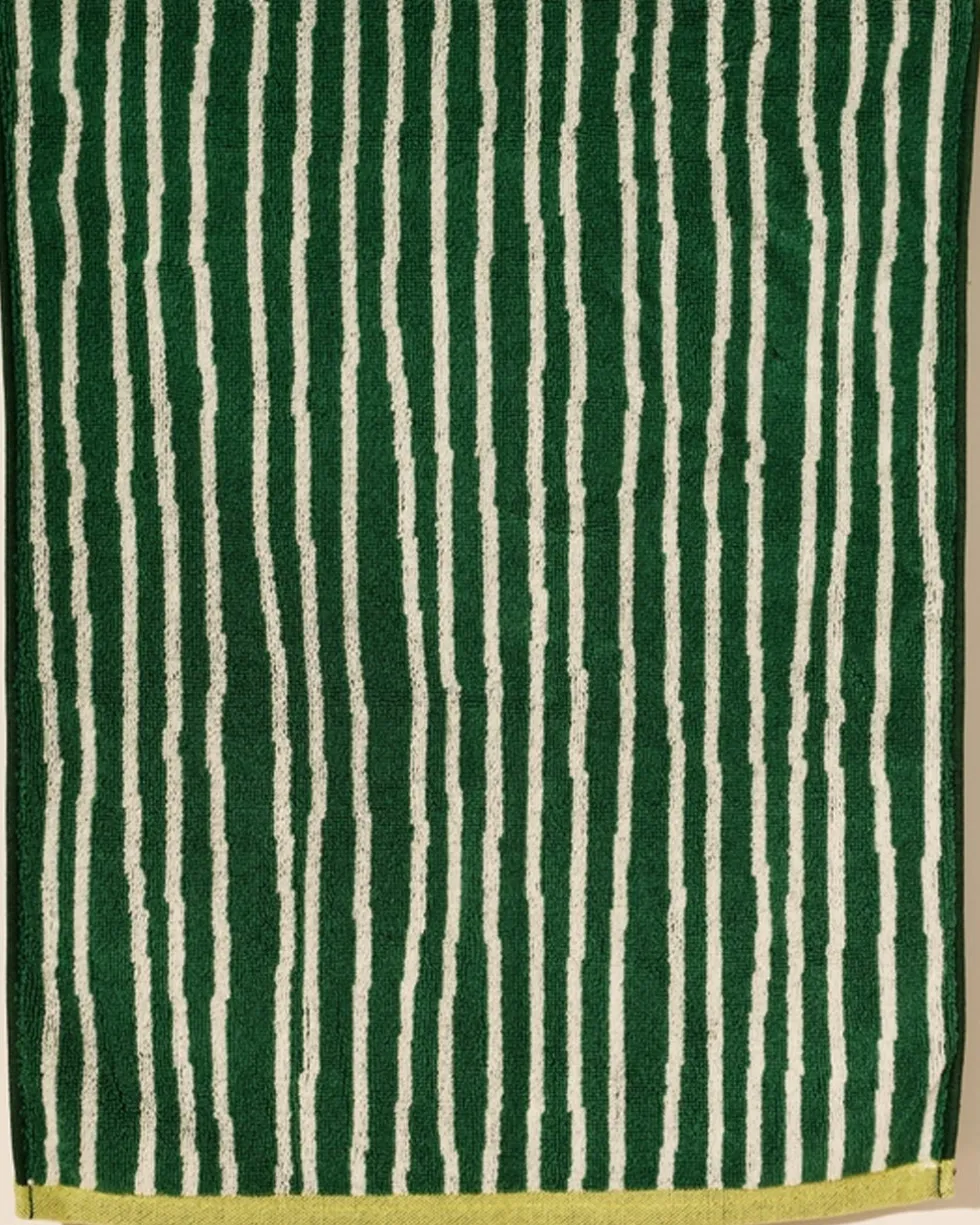 Grass and Cream Stripes Terry Cloth Kitchen Towel