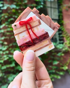 Hand-painted Bow Bookstack Compact Mirror