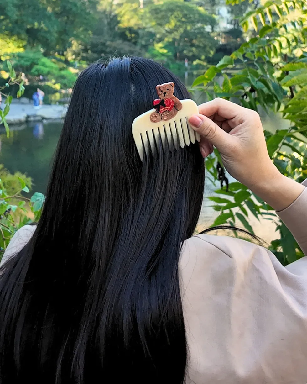Hand-Painted Love Teddy Pocket Comb