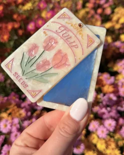 Hand-painted Tulip Seeds Compact Mirror