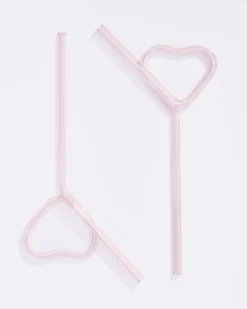 Heart Glass Straw Set