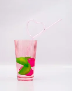 Heart Glass Straw Set
