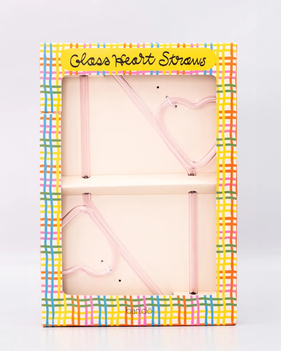 Heart Glass Straw Set