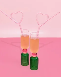 Heart Glass Straw Set