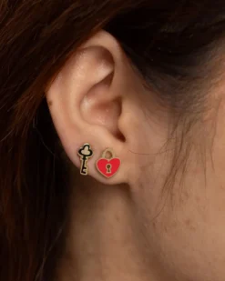 Heart Lock + Key Earrings