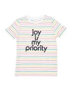 Joy Is My Priority Striped Tee