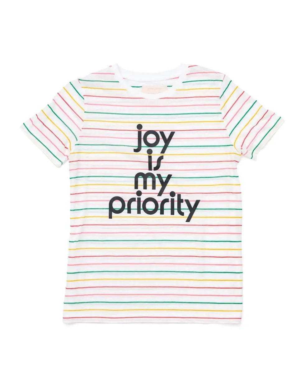 Joy Is My Priority Striped Tee