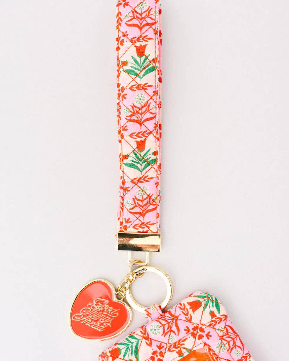 Lanyard Keychain - Pink Tile Floral