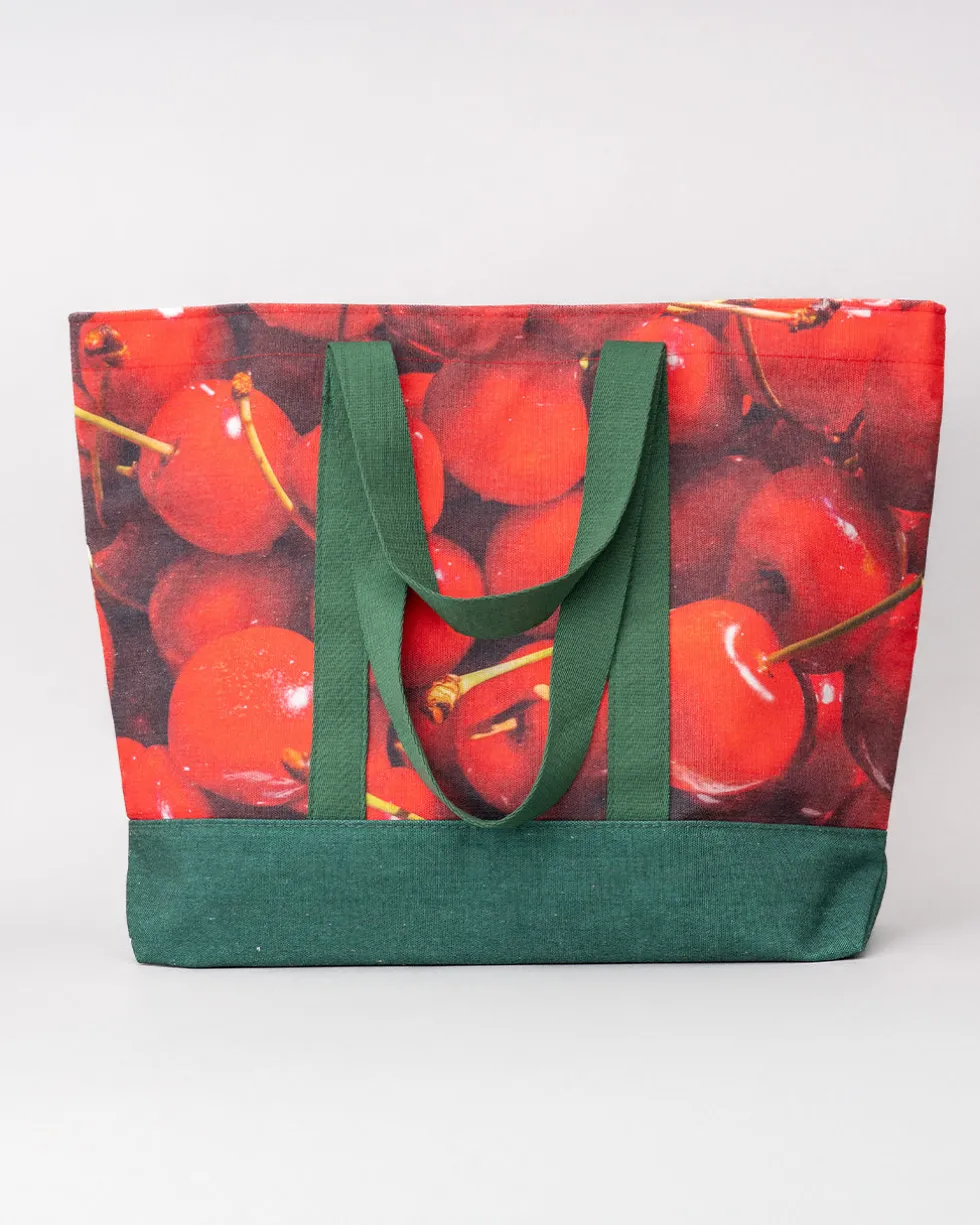 Large Canvas Tote Bag - Cherries