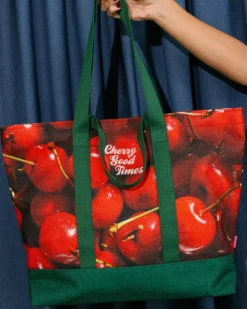 Large Canvas Tote Bag - Cherries