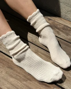 Linen Scallop Socks - Naturel