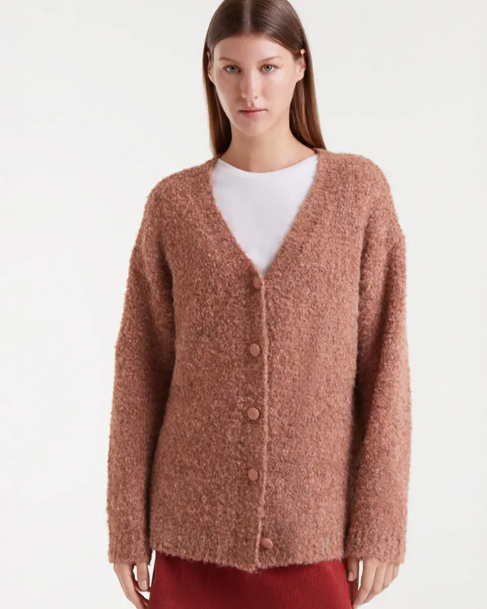 Long Camel Textured Coatigan
