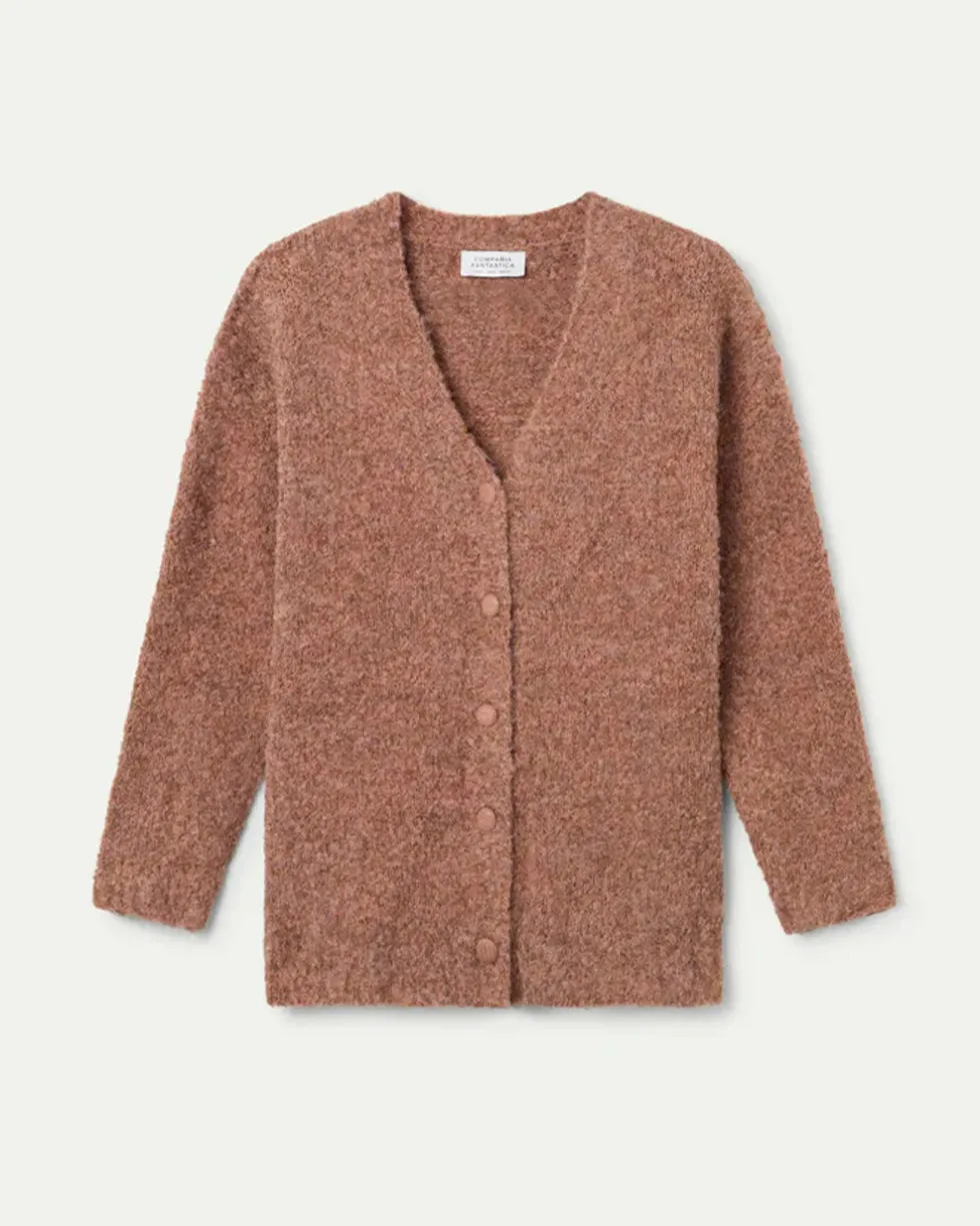 Long Camel Textured Coatigan