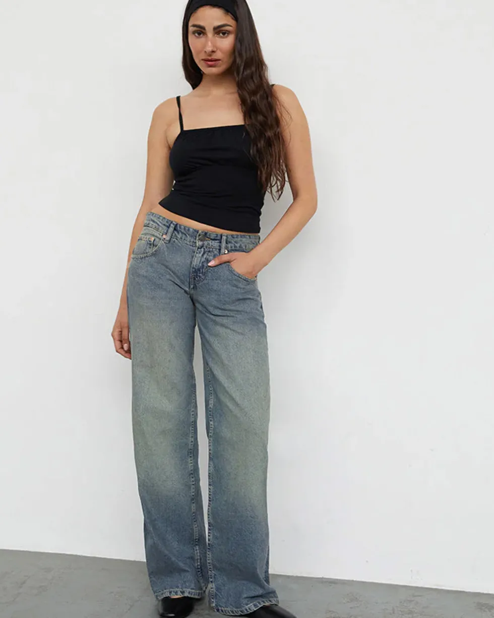 Low Rise Parallel Jeans - Extreme Blue Green