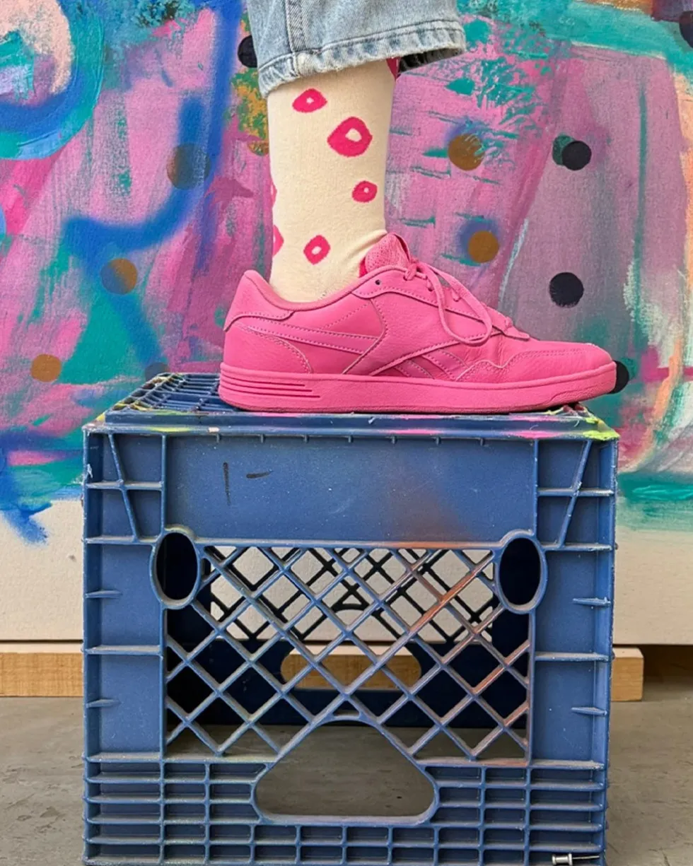 Lucy Crew Socks - Hot Pink + Natural