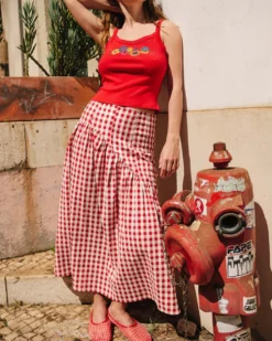 Maeve Midi Skirt - Cherry