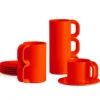 Max Dinnerware Red Orange Mugs + Saucers - Set of 6