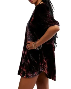 Maye Printed Velvet Tunic - Dark Black Combo